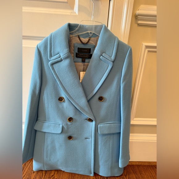 J Crew Light Blue Double-Breasted Women's Coat - Picture 1 of 3